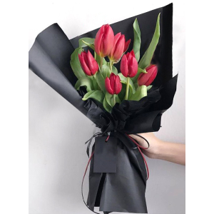 6 Red Color Tulips in a Bouquet