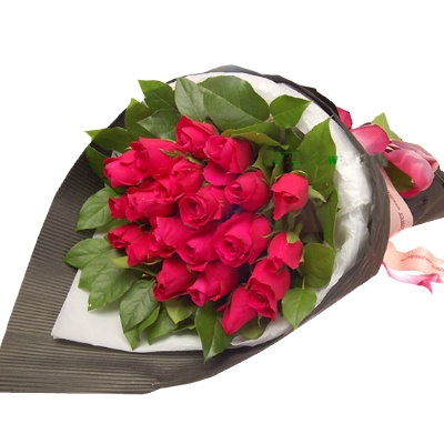 24 Red Roses with Greenery Bouquet