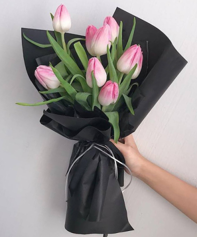 10 Pcs Pink Tulips a Bouquet