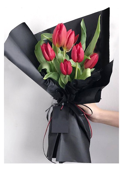 6 Red Color Tulips in a Bouquet