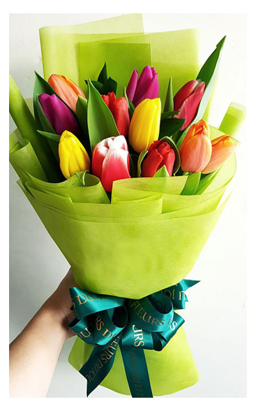 12 Mixed Tulips In Bouquet